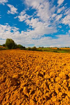 Plowed Sloping Hills of Tuscany in the Autumn