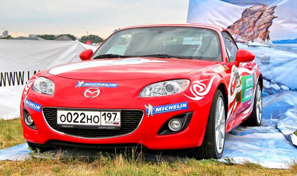 MOSCOW, RUSSIA - JULY 6: Japanese motor car Mazda MX-5 exhibited at the annual International Motor show Autoexotica on July 6, 2012 in Moscow, Russia.