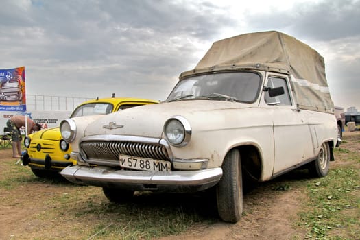 MOSCOW, RUSSIA - JULY 6: Soviet motor car GAZ-21 Volga exhibited at the annual International Motor show Autoexotica on July 6, 2012 in Moscow, Russia.