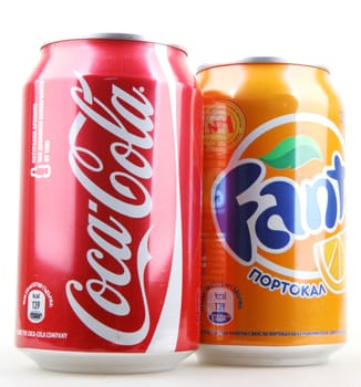 AYTOS, BULGARIA - JANUARY 25, 2014: Global brand of fruit-flavored carbonated soft drinks created by The Coca-Cola Company.