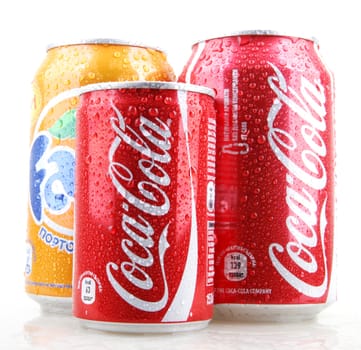 AYTOS, BULGARIA - JANUARY 25, 2014: Global brand of fruit-flavored carbonated soft drinks created by The Coca-Cola Company.