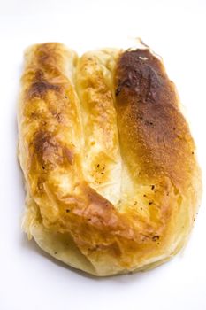 Delicious looking breakfast. Baked pastry with cheese.