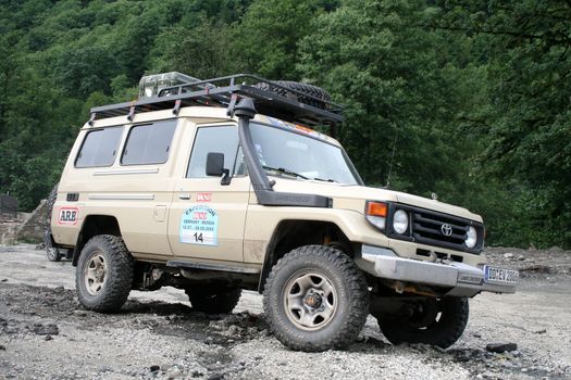 SOCHI, RUSSIA - JULY 20: Member of international off-road expedition Germany-Russia (12 July - 08 August 2009) on July 20, 2009 in Sochi, Russia.