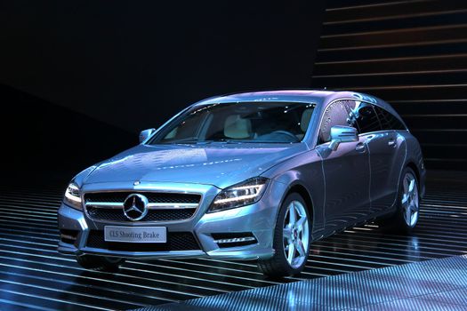 FRANKFURT AM MAIN, GERMANY - SEPTEMBER 15: German car Mercedes-Benz CLS-class exhibited at the annual IAA (Internationale Automobil Ausstellung) on September 15, 2013 in Frankfurt am Main, Germany.