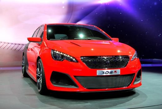 FRANKFURT AM MAIN, GERMANY - SEPTEMBER 14: French concept car Peugeot 308R exhibited at the annual IAA (Internationale Automobil Ausstellung) on September 14, 2013 in Frankfurt am Main, Germany.