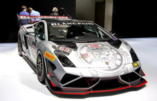 FRANKFURT AM MAIN, GERMANY - SEPTEMBER 14: Italian supercar Lamborghini Gallardo exhibited at the annual IAA (Internationale Automobil Ausstellung) on September 14, 2013 in Frankfurt am Main, Germany.