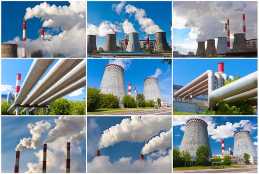 Industrial smoke rising from Power Station Cooling Towers