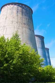 Industrial smoke rising from Power Station Cooling Towers