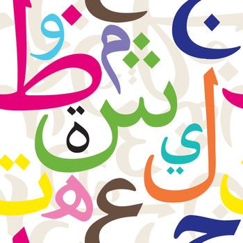 Beautiful vector seamless pattern with cursive Arabic letters