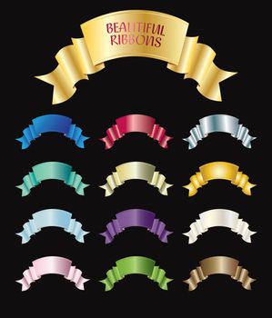 A collection of classical ribbons in many styles; golden, pearl, bronze etc. for your designs