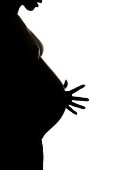 Silhouette of pregnant lady with backlight
