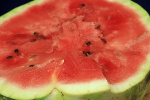 A fresh sugar red watermelon close up