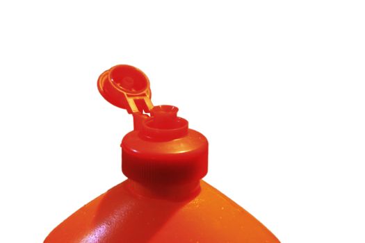 Plastic bottle of cleaning product on the white background