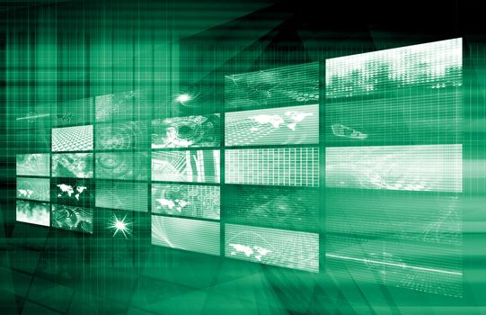 Media Telecommunications Concept with Video Wall Art