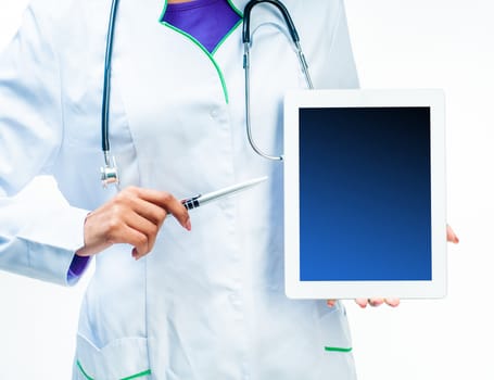 doctor's hands with tablet computer for your text