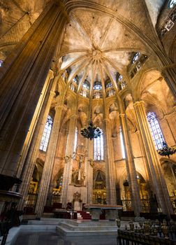 BARCELONA - JUNE 05: Cathedral of the Holy Cross and Saint Eulalia. It is the seat of the Archbishop of Barcelona and the main cathedral of Barcelona. June 05, 2013, Barcelona, Spain