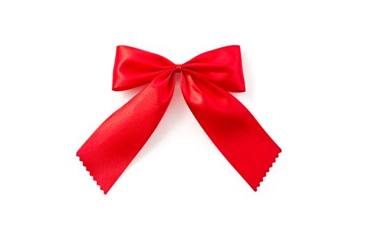 Red gift bow isolated on white  (clipping path included) 