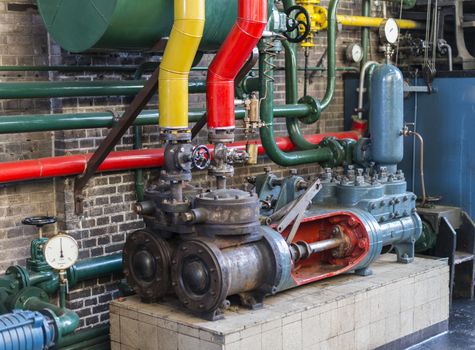 open pump for instruction with valves instrument and other equipment