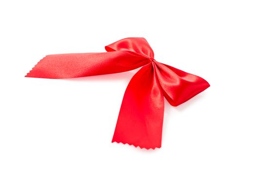 Red gift bow isolated on white  (clipping path included) 