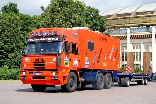 MOSCOW, RUSSIA - JULY 7: Undefined competitor's Tatra T815 No. 560 takes part at the annual Silkway Rally - Dakar series on July 7, 2012 in Moscow, Russia.