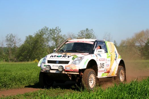 TATARSTAN, RUSSIA - JUNE 15: Stephane Pinard's KAP Outlaw (Suzuki Swift) No. 245 competes at the rally Transorientale 2008 on June 15, 2008 near town of Naberezhnye Chelny, Tatarstan, Russia.