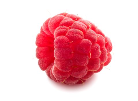 Ripe red raspberry isolated on white background