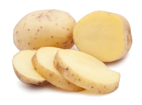 New fresh potatoes isolated on white background