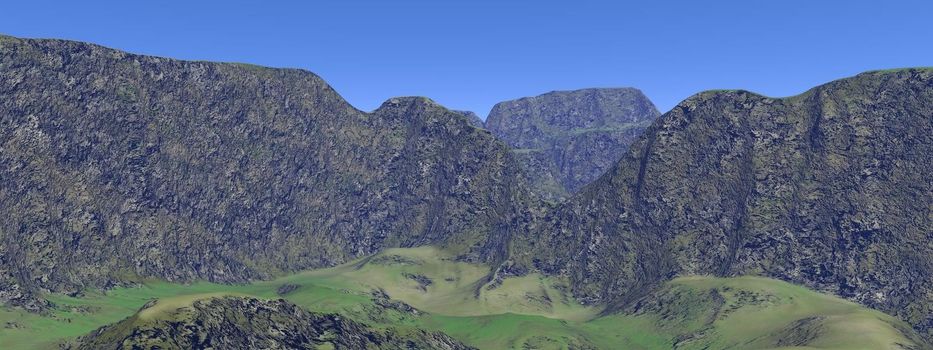 Panorama of mountains and hills