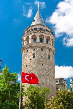 Medieval Genoese tower of Galata in Istanbul, Turkey