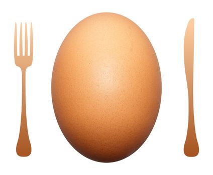 illustration of a large egg with a knife and fork either side