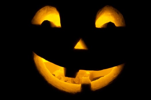 Cute Jack O Lantern halloween pumpkin with candle light