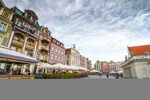 POZNAN, POLAND - AUGUST 21: The central square, Currently, Old Market is the center of tourism Poznan and the most beautiful part of the city, on August 21, 2013 in Poznan, Poland.