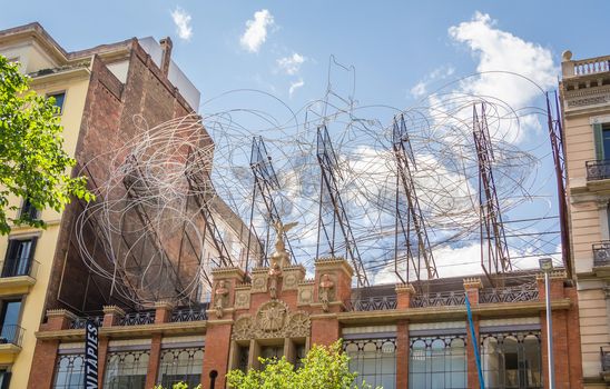 Modern facade of Antoni Tapies foundation, in Barcelona, Spain