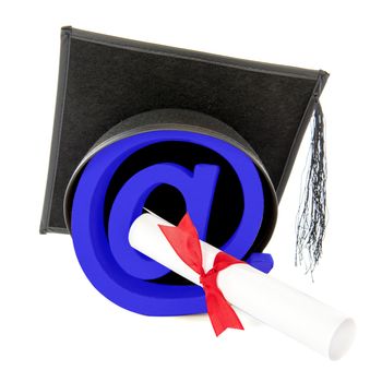 An Atpersand with a diploma and a hat, for celebrating a graduating