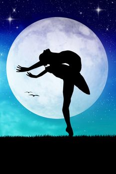 woman dancing in the moonlight