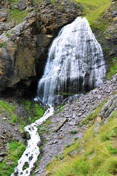 Waterfall Girlish Braids between the mountains of Northern Caucas