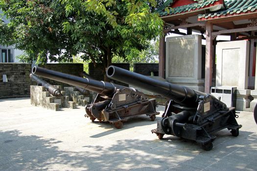 Ancient cannon in the Chinese museum outdoor