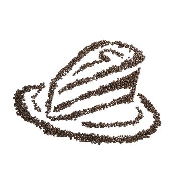 Image of a cake made from coffee beans isolated on white background