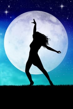 woman dancing in the moonlight