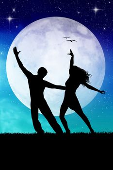 couple dancing in the moonlight