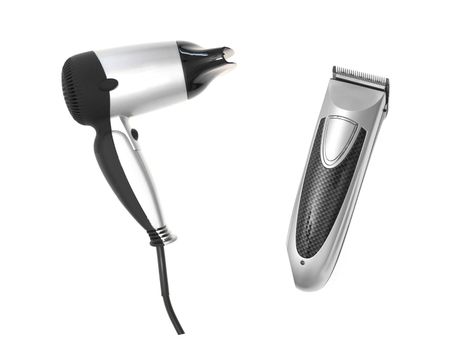 A hair dryer isolated against a plain background