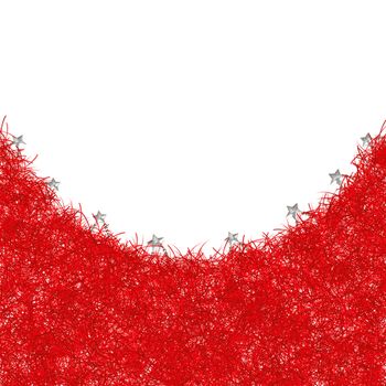 red christmas tinsel texture background blank for text