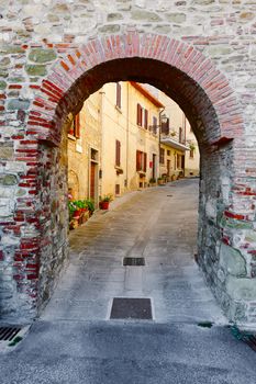 Narrow Alley with Old Buildings in Italian City 