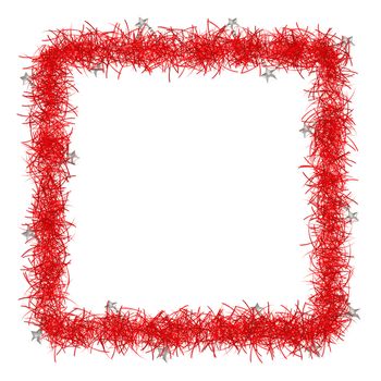 red christmas tinsel texture background blank for text