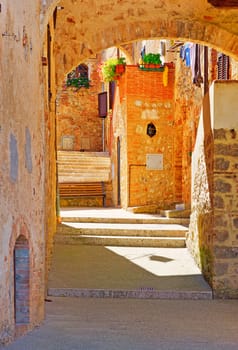 Narrow Alley with Old Buildings in Italian City 