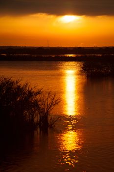 Lake at sunset, Black Point Wildlife Drive, Merritt Island National Wildlife Refuge, Titusville, Florida, USA