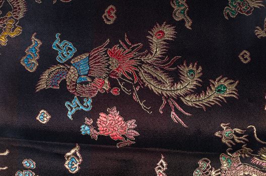Full frame take of a black kimono fabric