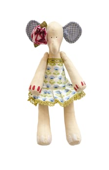 The handmade soft toy elephant isolated in dress