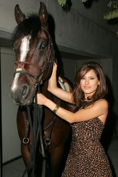 Kerri Kasem and her horse "Playboy" arriving on Sunset Blvd. at the In Touch Pets and their Stars Party with her horse "Playboy," Cabana Club, Hollywood, CA 09-21-05