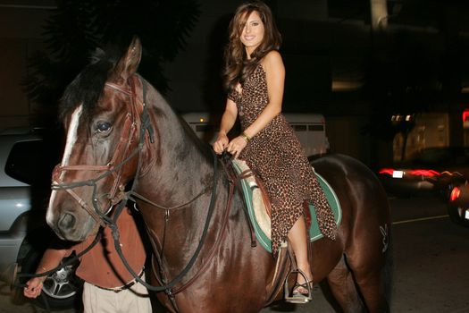 Kerri Kasem and her horse "Playboy" arriving on Sunset Blvd. at the In Touch Pets and their Stars Party with her horse "Playboy," Cabana Club, Hollywood, CA 09-21-05